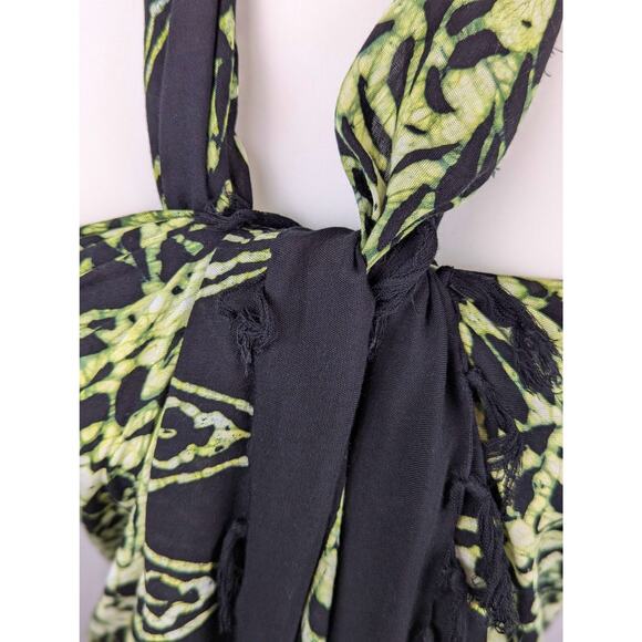 Alegre Batik Wrap/SarongHandmade Indonesia 45"x66" 100% rayon Black white green - Picture 5 of 8